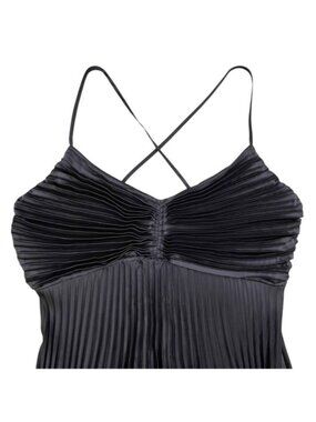 Black Pleated Mini Dress with Spaghetti Straps